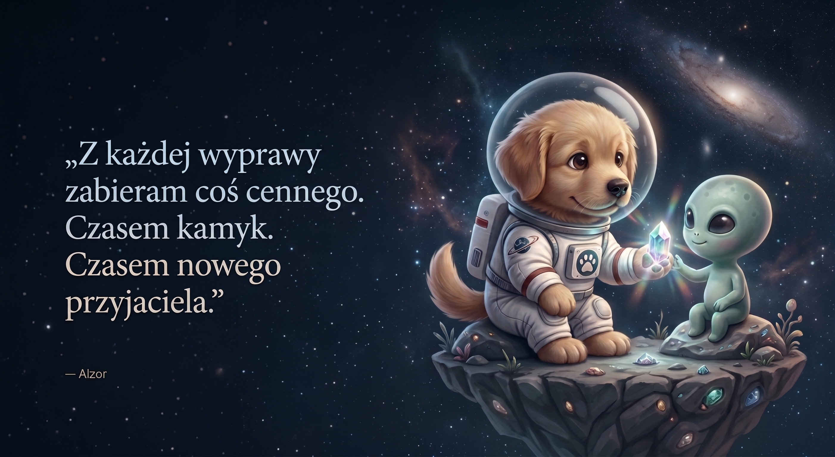 Alzor spotyka małego kosmitę na Księżycu i dzieli z nim błękitny kryształ